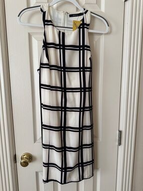 Black and Cream Windowpane Sheath Dress